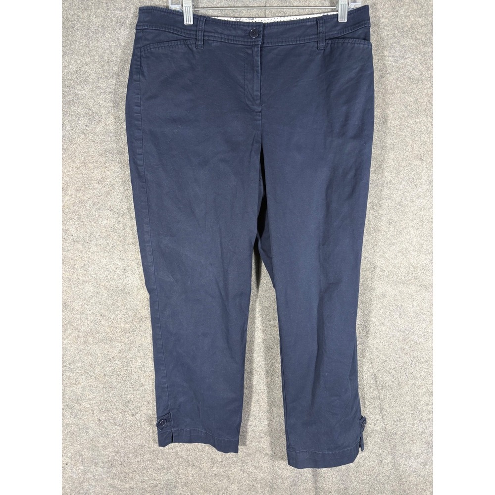 Talbots Perfect Crop Pant Curvy Womens 10 Navy Blue Stretch Chino ID5358 08/22